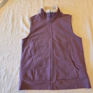 LL Bean Womens Purple Faux Fur Lined Full Zip Vest Mock Neck 272011 Size S